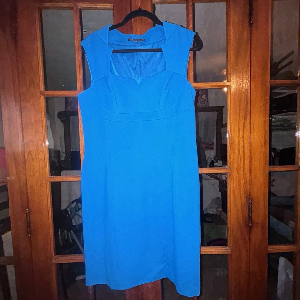 Antonio Melani Women's 12 Sleeveless Midi Shift Dress Blue Stretch Lined